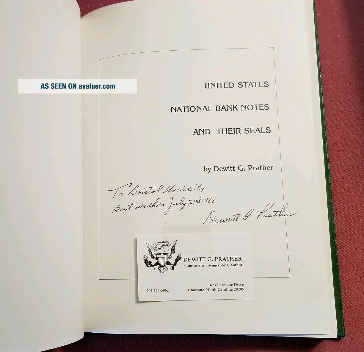 United States National Bank Notes And Their Seals HB Book DeWitt ...