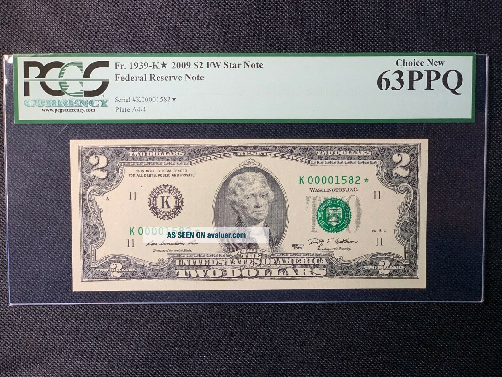 2009 $2 Star Note Low Serial PCGS 63 | #10337900