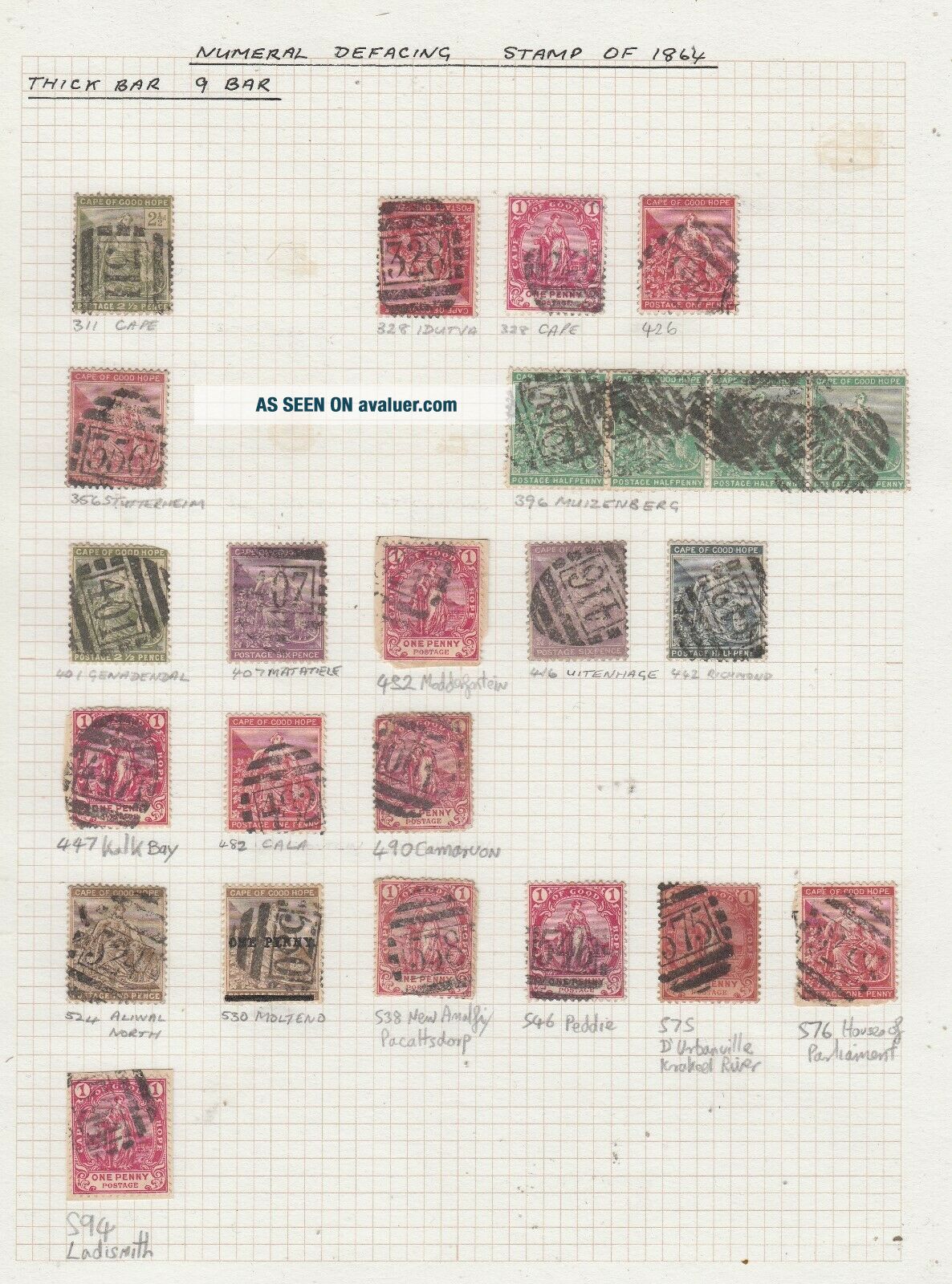 COGH STAMPS WITH NUMERAL DEFACING STAMP OF 1864 CANCEL INTEREST. Rfno ...