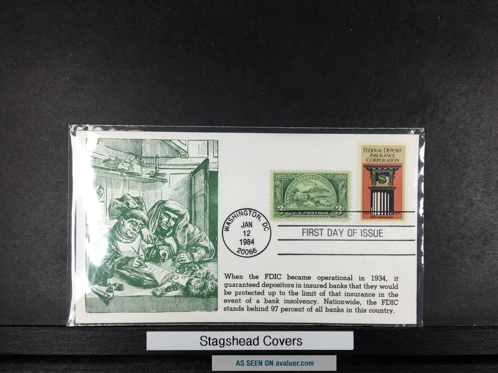 US FDC 1984 KMC Venture Cachet FDIC Become Operational 1934 Wash DC ...