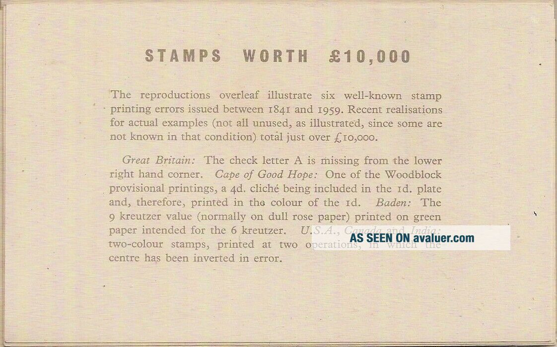 GB 1960 Famous Stamp Errors Sheet London Stampex W/Inverted Jenny/Cape ...