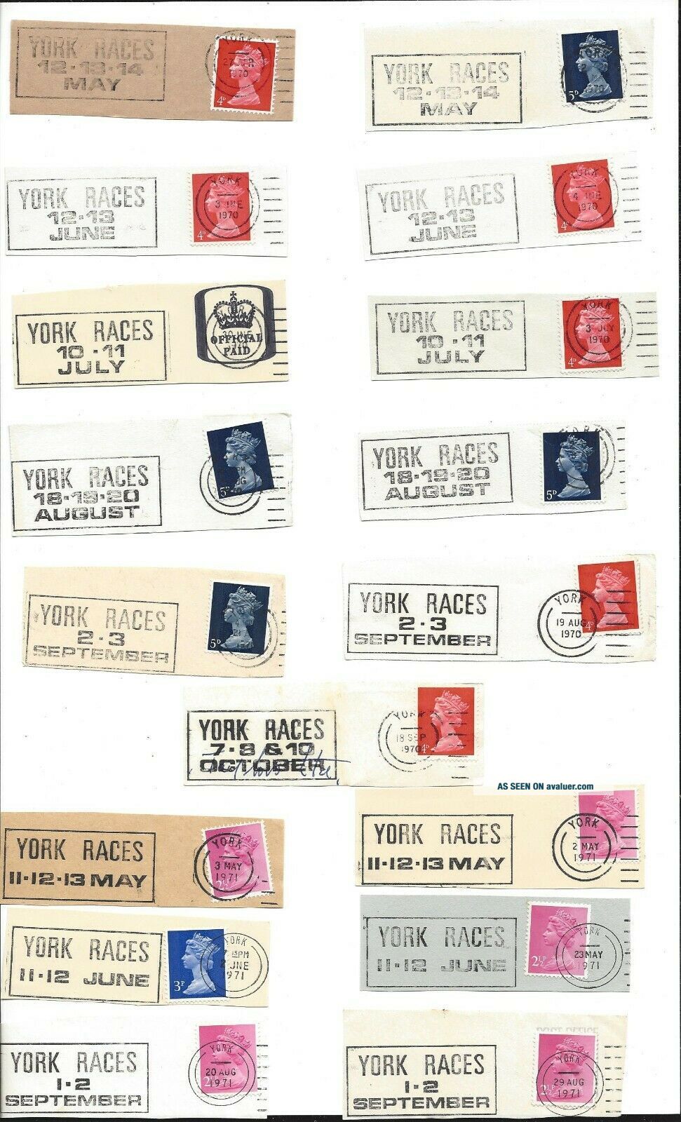 York Races Sign YORK RACES SLOGAN POSTMARKS 1970to 1971 HORSE RACING | #12098948