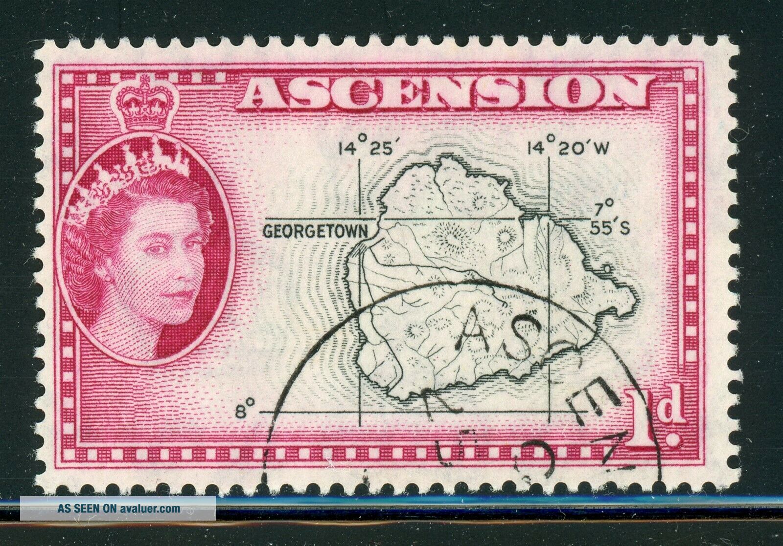 ASCENSION (QEII) Selections: Scott 63 1p Map Of The Island CV$2 ...