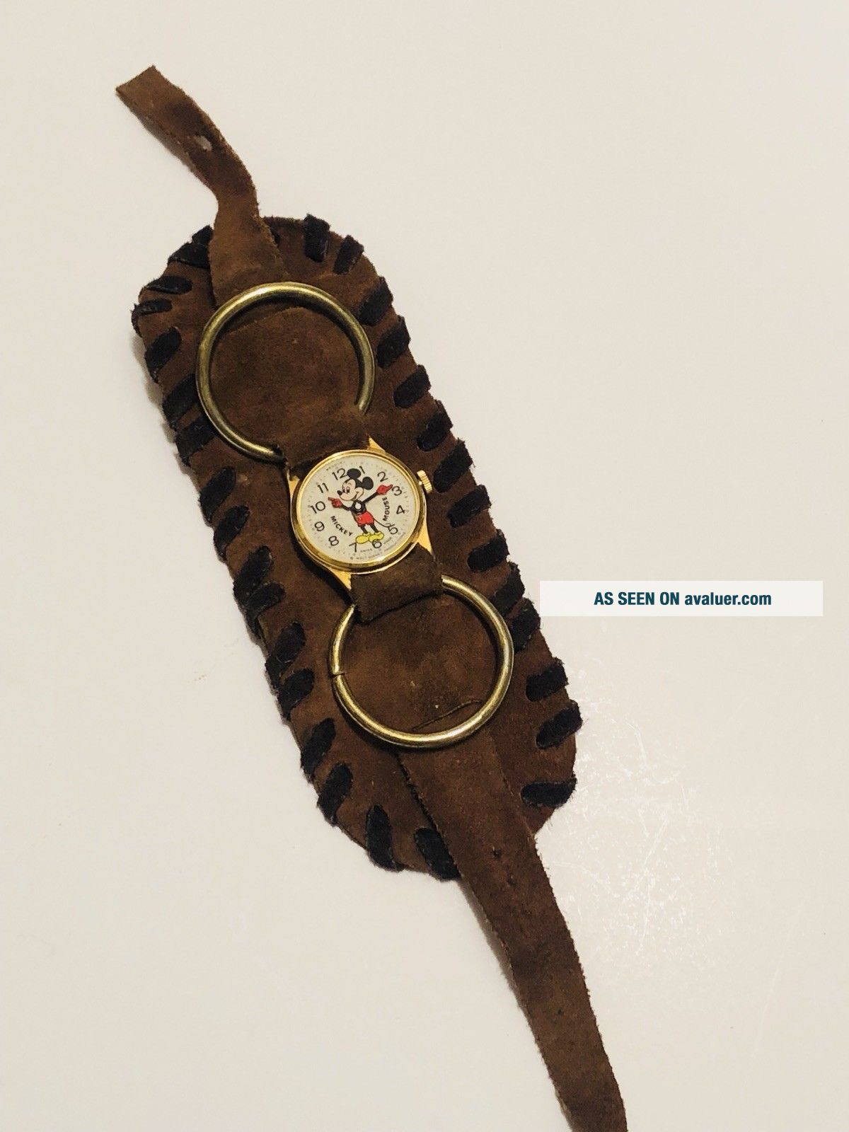 Vintage Mickey Mouse Bradley Watch Walt Disney Swiss Made Leather