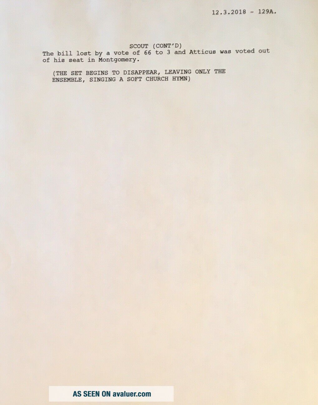 TO KILL A MOCKINGBIRD - Playscript For Aaron Sorkin Broadway Production ...