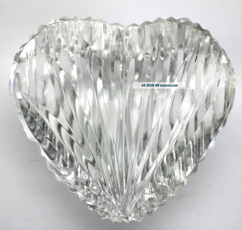 Vitafe Design Vintage Designer Signed GUCCI Vertical Rib Cut Crystal Heart ...
