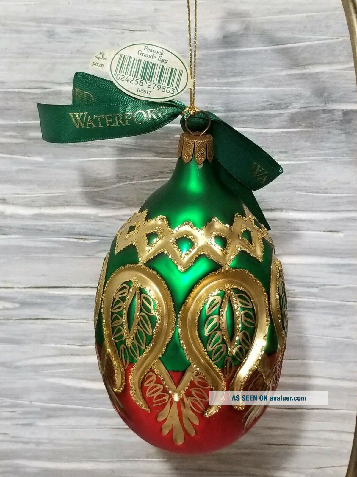 WATERFORD Holiday Heirloom Ornament PEACOCK GRANDE EGG Nostalgic ...