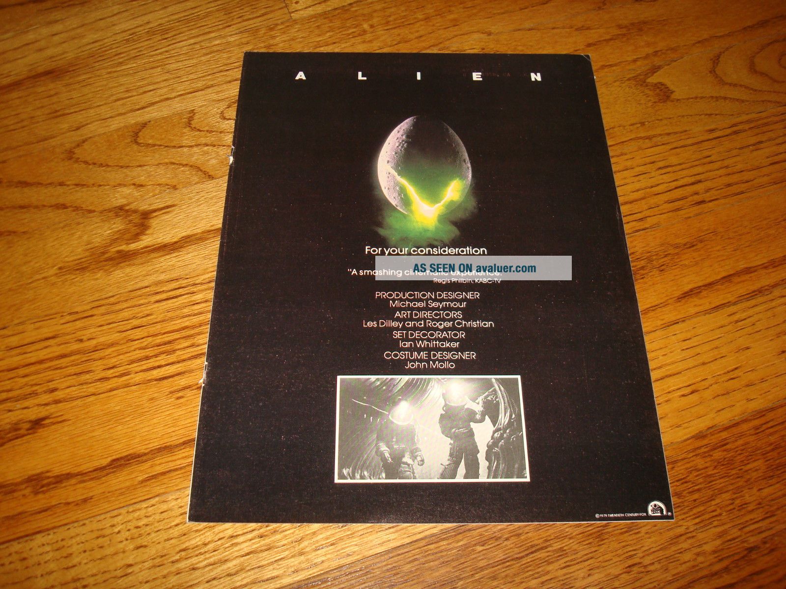 ALIEN 1979 Oscar Ad Sigourney Weaver, Ridley Scott, For Best Production ...