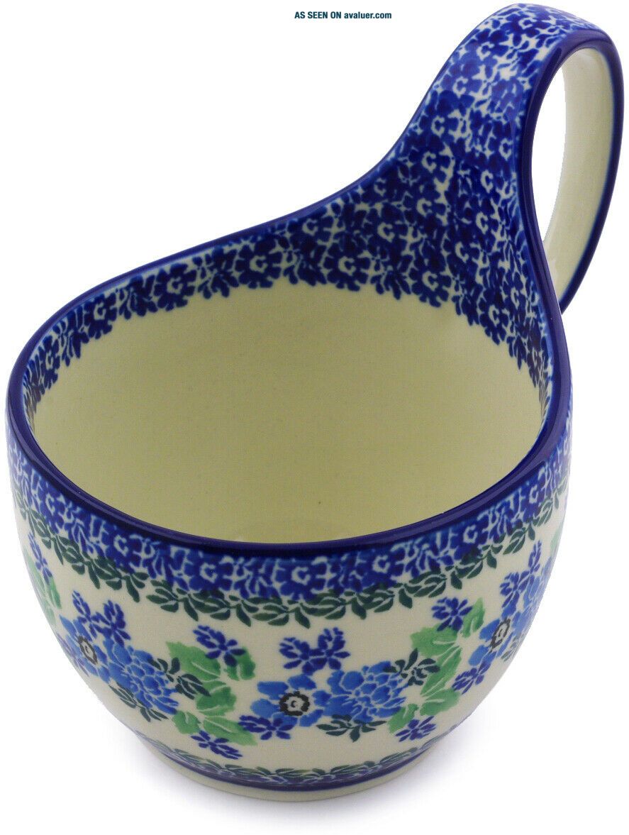 Polish Pottery Bowl With Loop Handle 16 Oz Ceramika Artystyczna Pretty ...