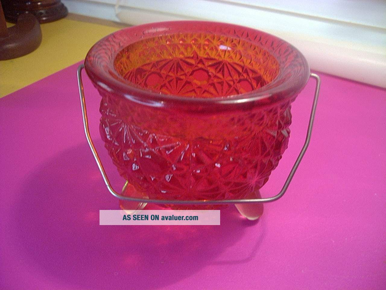 Fenton Art Glass 3 Inch GYPSY POT MATCH HOLDER RED Daisy And Button ...